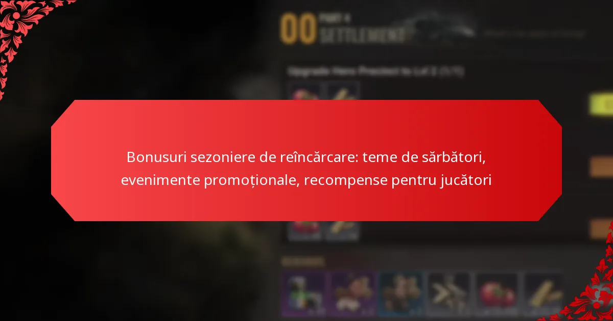 Bonusuri sezoniere de reîncărcare: teme de sărbători, evenimente promoționale, recompense pentru jucători