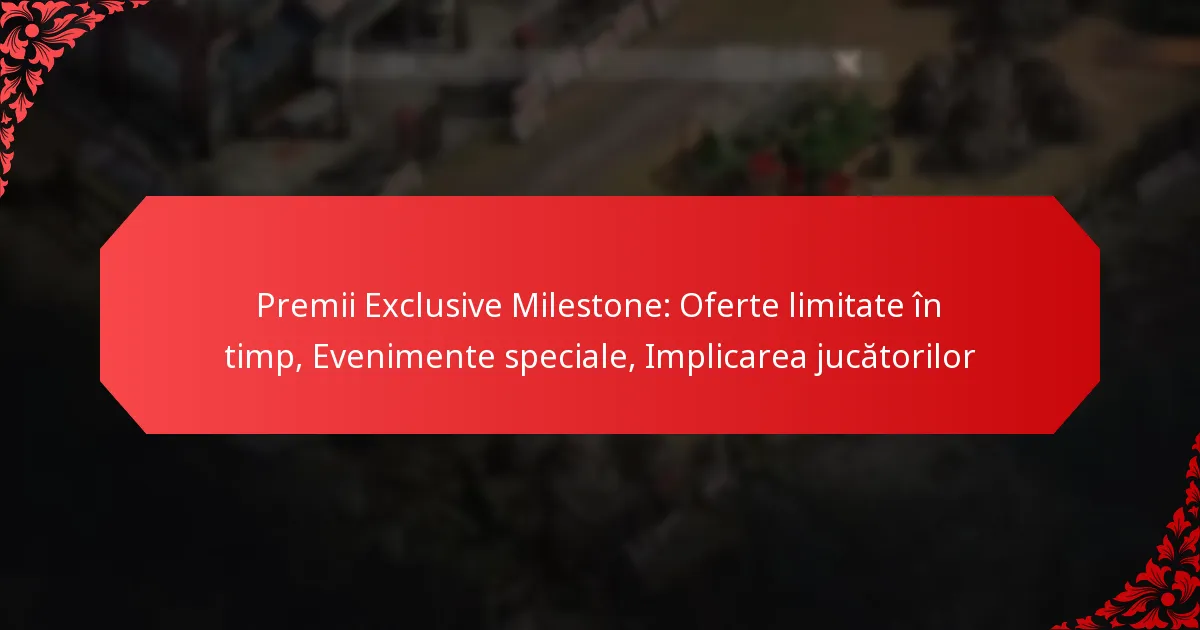 Premii Exclusive Milestone: Oferte limitate în timp, Evenimente speciale, Implicarea jucătorilor